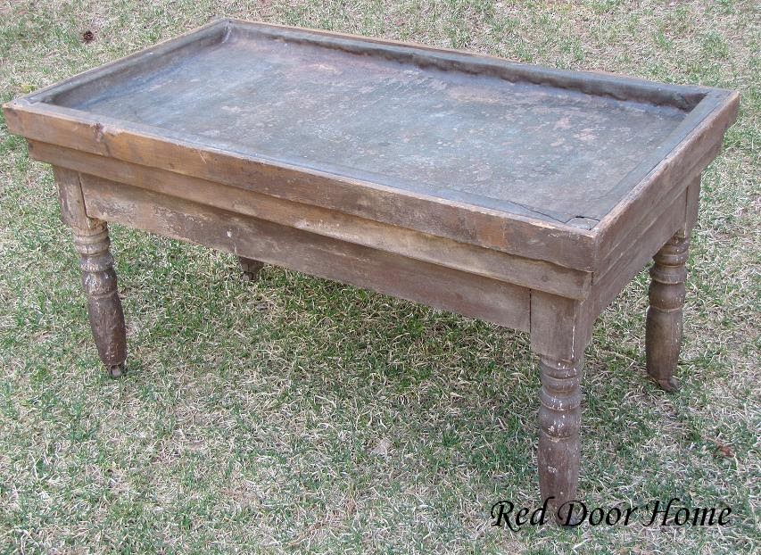 Red Door Home Metal Top Table Redo