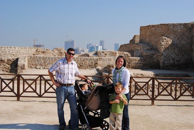 Old meets New, the Flusche Family at Bahrain Fort