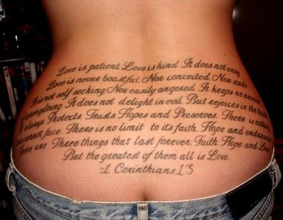 bible scripture tattoos. Who teaches you doctrine; your bartender,
