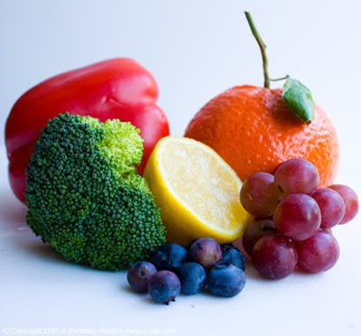 Eat the Rainbow. Colorful Fruits and Veggies List.