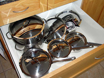 The Paderno pots all put away in their new home.