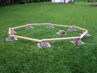 The footing blocks have been put, more or less in their proper location.