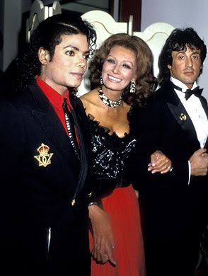 Michael e as estrelas do cinema Mjackson+sophia+loren+stallone