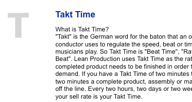 Takt Time calculations