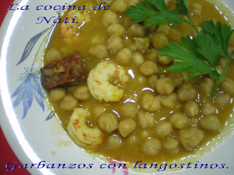 COCINA GARBANZOS CON LANGOSTINOS cocina garbanzos con langostinos: