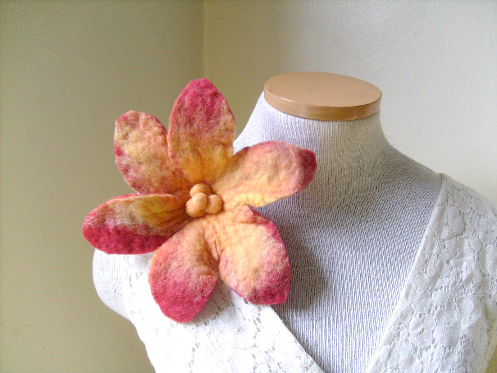 Queen Heron Creations New Felted Flowers!