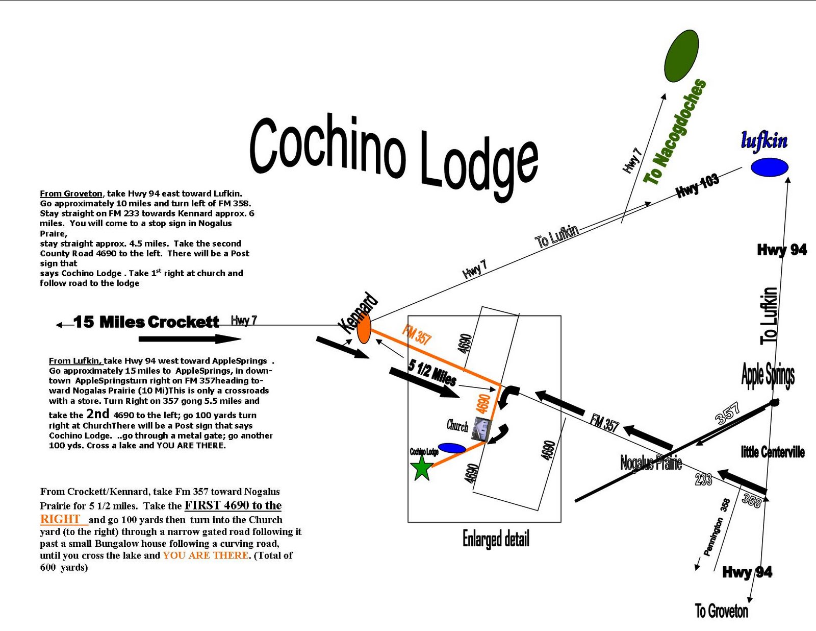 Directions to Cochino Lodge