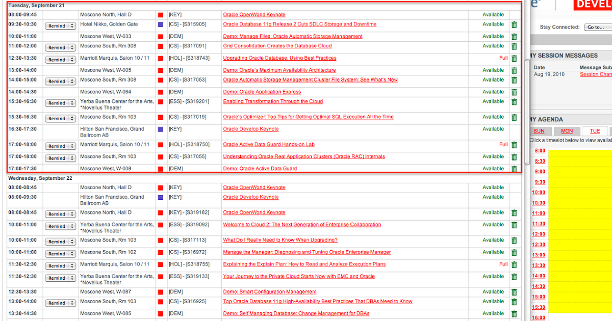 Oracle OpenWorld Schedule Builder
