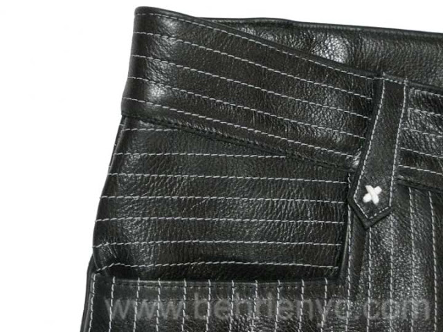 custom pinstriped leather pants