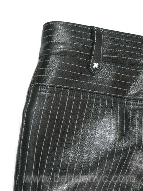 custom pinstriped leather pants