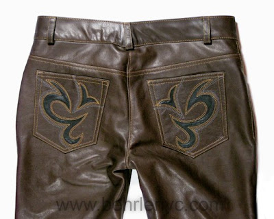 custom men's leather pants, back detail custom men's leather pants