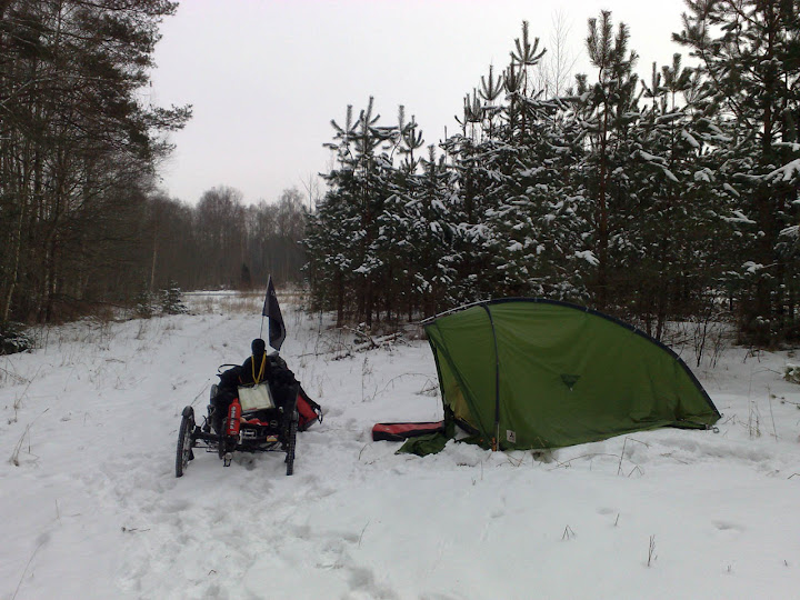 Marco's tent in Latvian forest