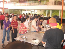 View of devotees taking their food for breakfast