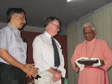 Bishop after receiving Gandhiji's post card from John Lea. Principal MM Korah on the left