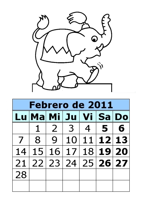 Calendario de dibujos para colorear de 2011 (1ª parte) Calendario de dibujos para colorear de 2011 (1ª parte)