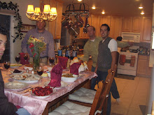 Dad, Shayne, Brandon and Cody finding their spots at the table
