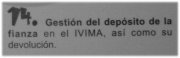 Gestión del depósito de la fianza en el IVIMA, así como su devolución