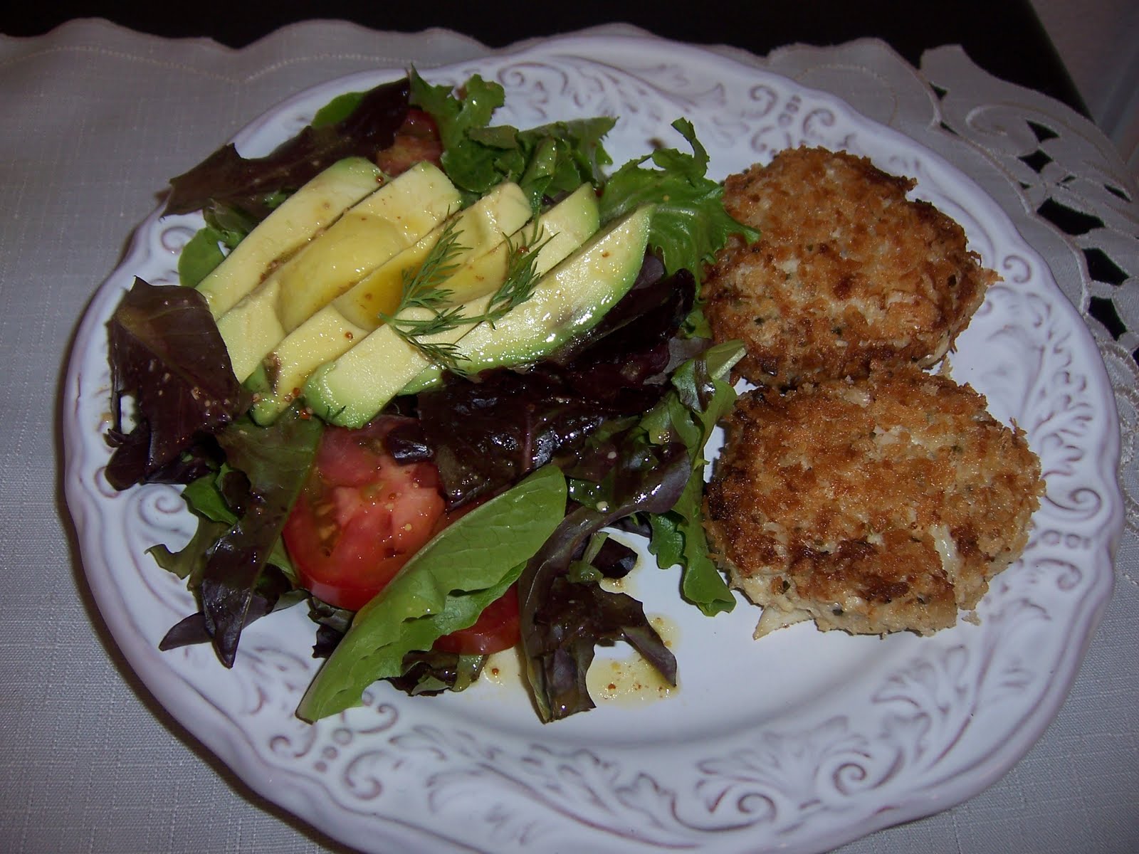 The Chef In My Head Guest Post Crab Cakes and Baby Greens with Lemon