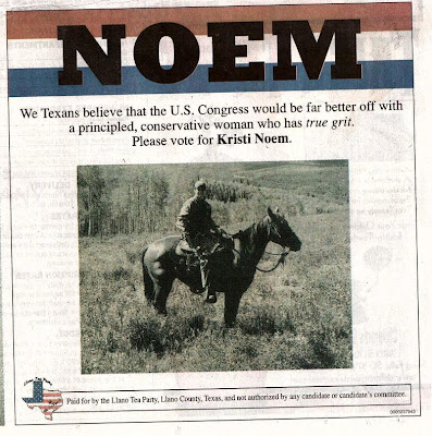 Texas Tea Party ad for Noem