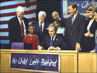 Pres. Bush signs NCLB in Hamilton, Ohio, Jan. 8, 2002; credit Paul Morse, White House