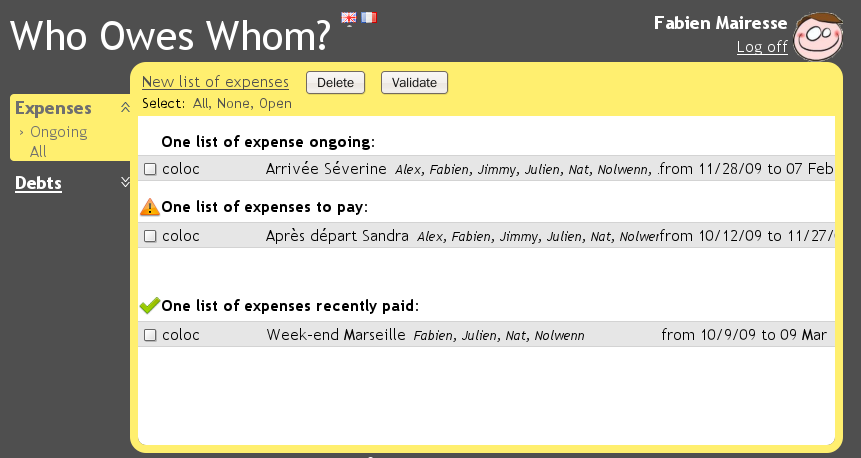 Paid state of a shared expense list