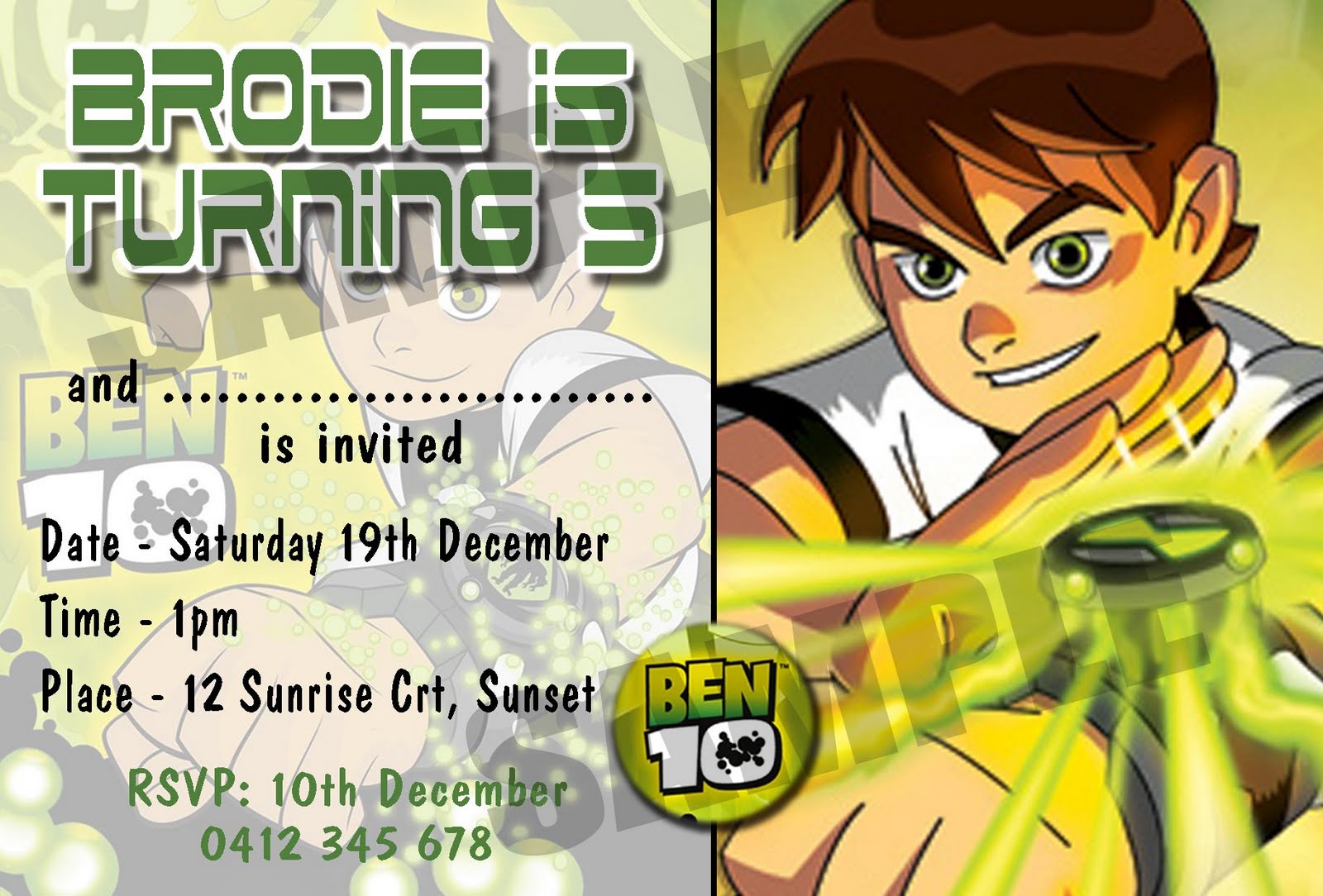 Ben Ten Invites