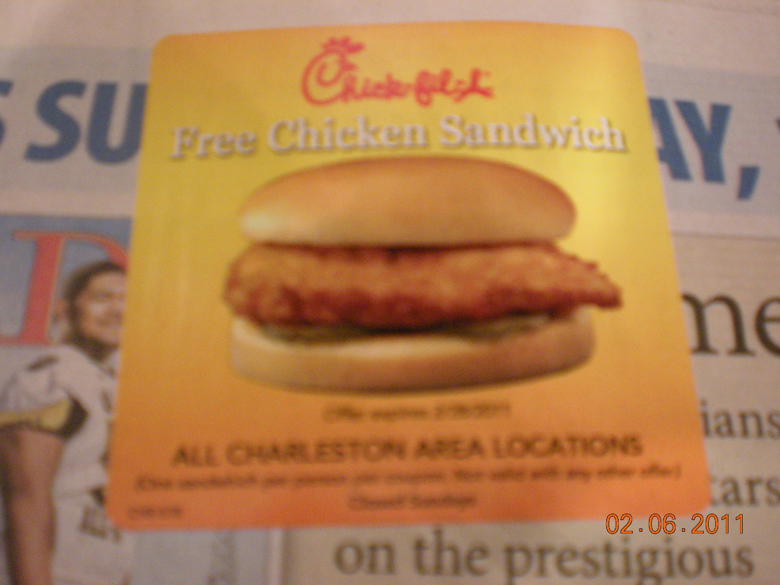 Chick fil a free sandwich coupon code