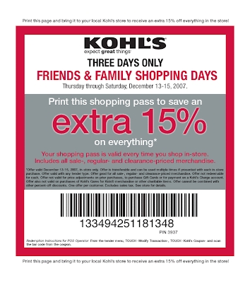 kohls printable coupons 2011. Printable Coupon for Kohls