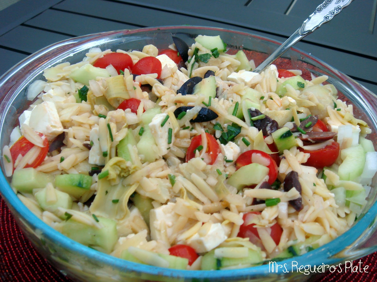 greek orzo salad with feta cheese