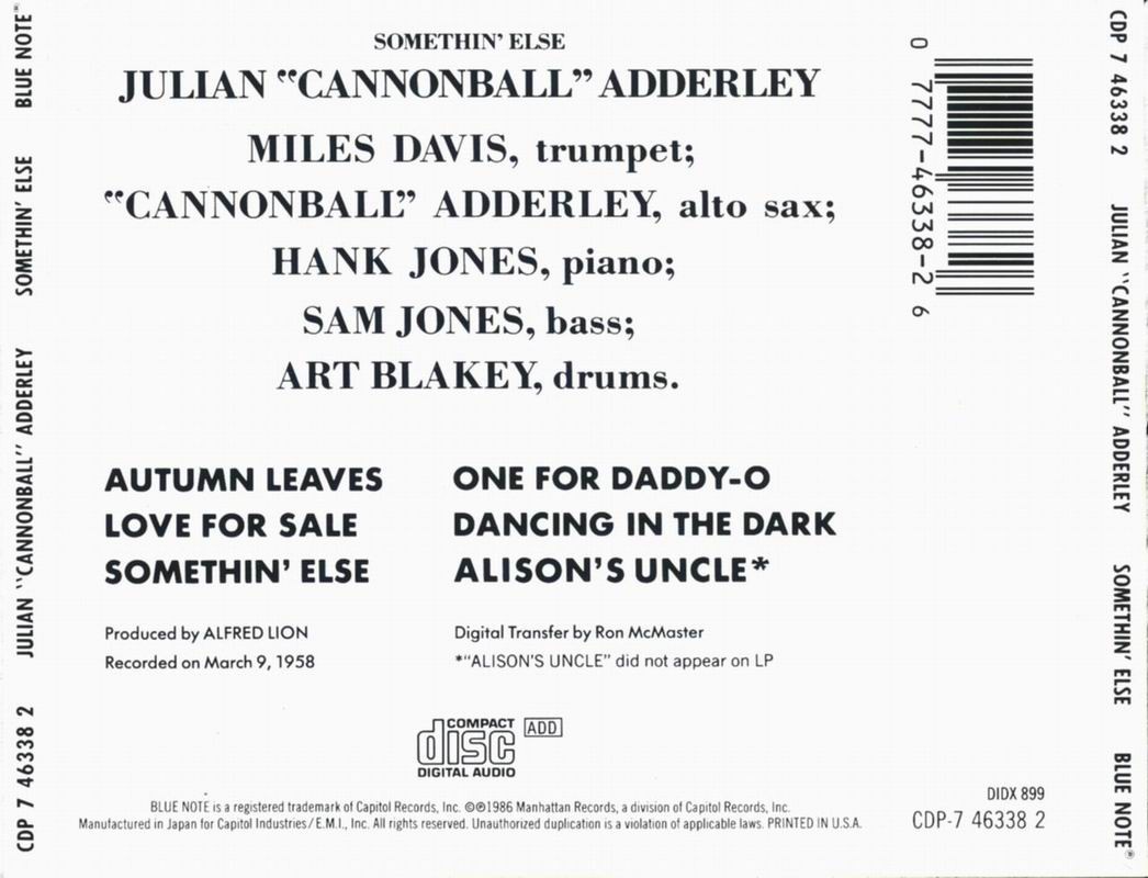 Cannonball Adderley - Somethin Else LP - Amazoncom Music