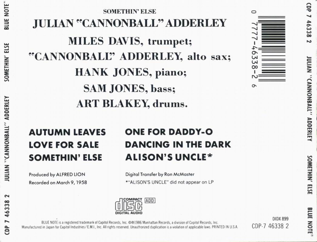 Cannonball Adderley Somethin Else Rar