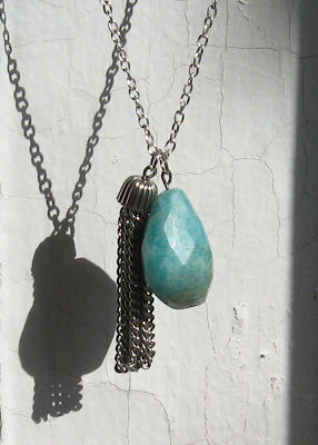 silver tassel and sea stone cascade necklace