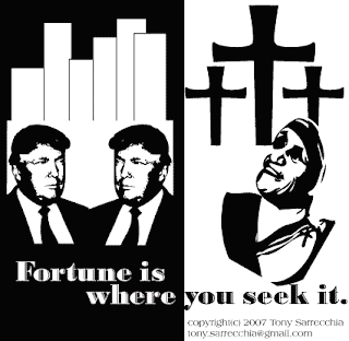 Fortune is where your find it. Donald Trump and Mother Teresa  Illustration by Tony Sarrecchia