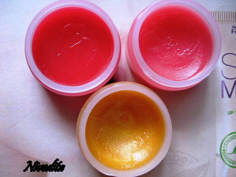 The Body Shop lip balm Born lippy, Satsuma, Raspberry, Strawberry