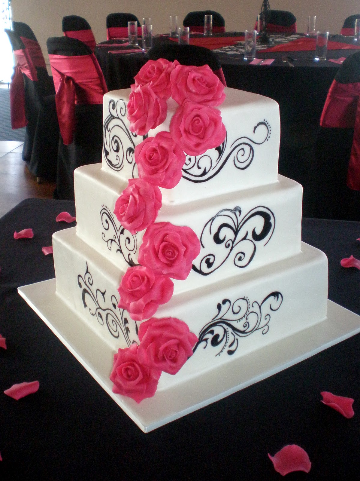 Sugar Siren Cakes Mackay Hot Pink Roses & Vines Wedding Cake Sugar Siren Cakes Mackay Hot Pink Roses & Vines Wedding Cake
