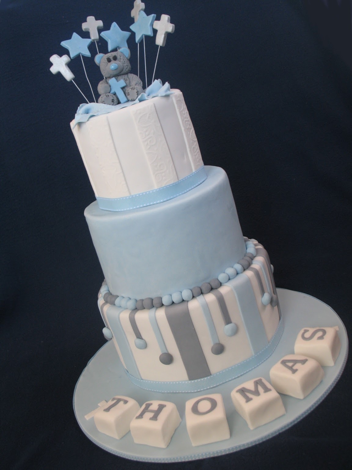 Blissfully Sweet Blue \u0026 Grey Christening Cake Delight