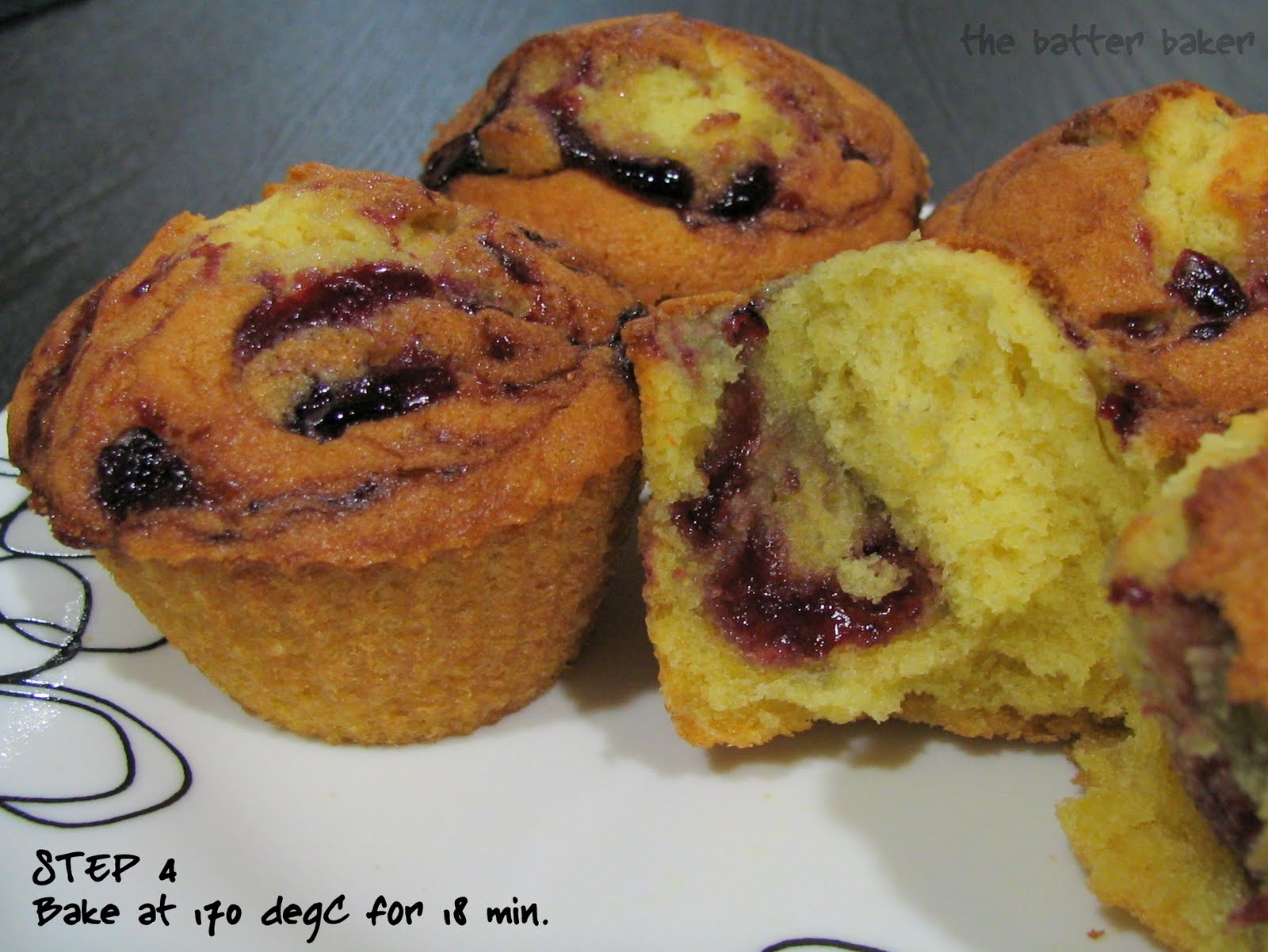 the batter baker Black Cherry Jam Cupcakes
