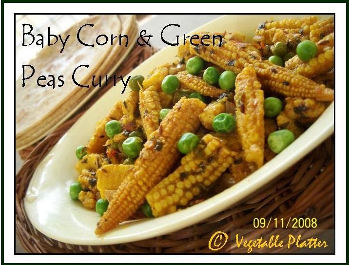 Vegetable Platter Baby Corn & Green Peas Curry