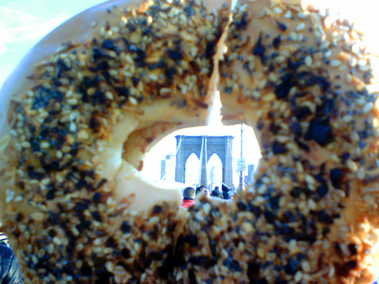 TRex NYC Hegel and Bagels on the Brooklyn Bridge