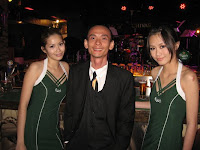 Jason Geh with the Carlsberg girls