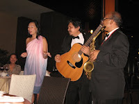 The live band interacting with the guests