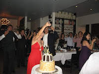 Ruby making a toast with her guests