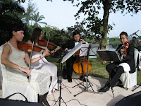 String quartet performing live at the wedding ceremony