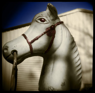 This darling little pony is actually a hitching post from the days when horses were the