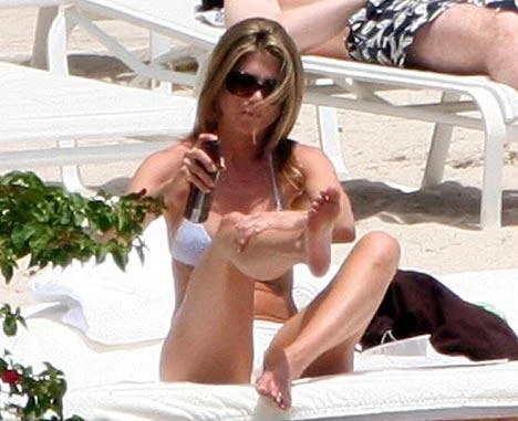 Jennifer Aniston in her white bikini
