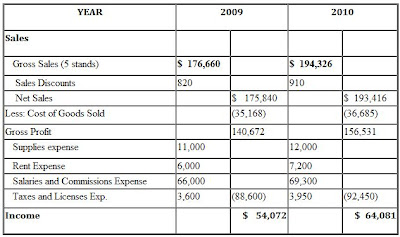 hot dog stand strategic plan income statement