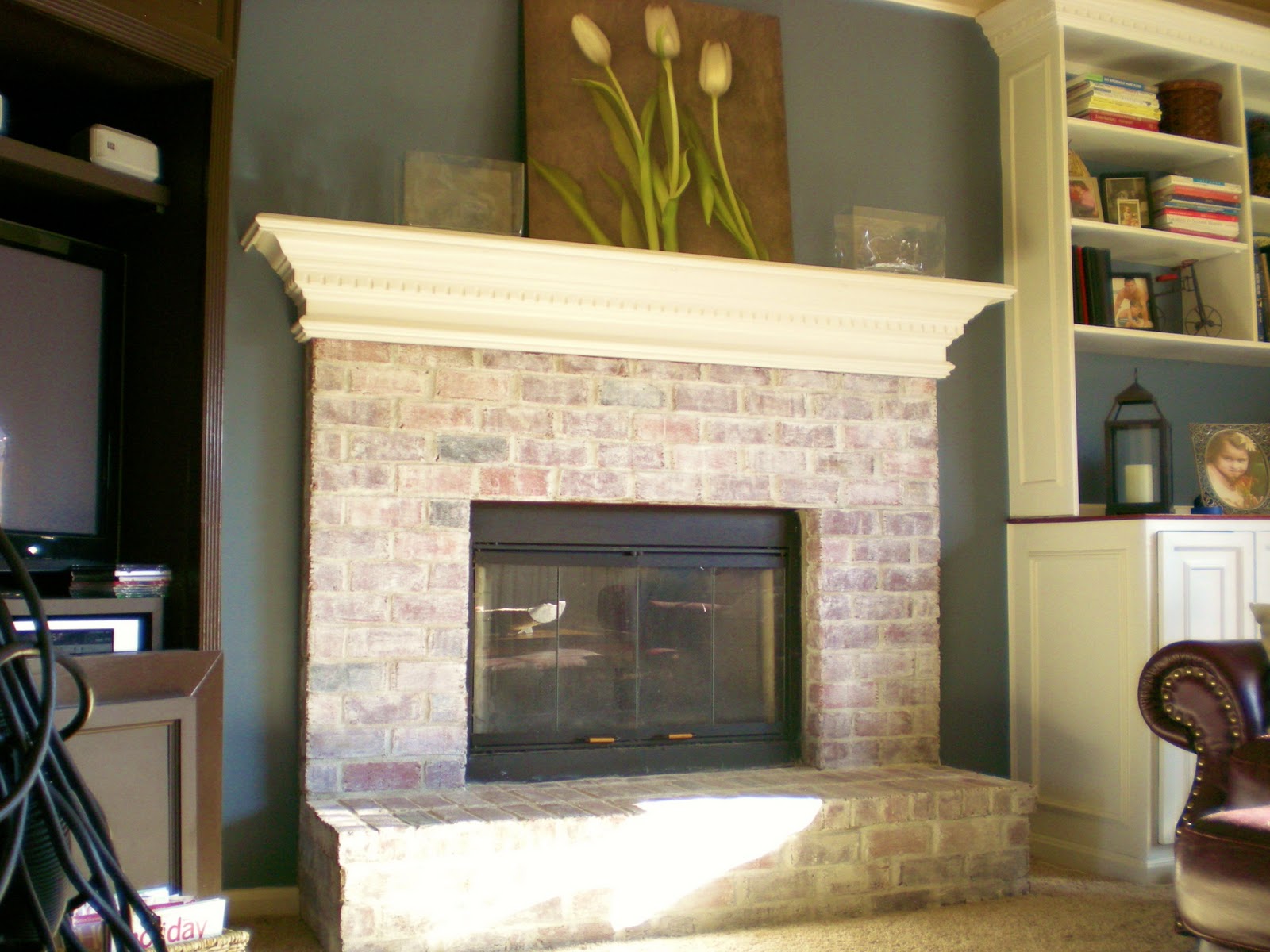 brick whitewash fireplace whitewashed fireplaces painted wash walls update paint bricks accent homes remodel makeover mantle stone wood fire place