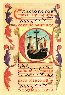 Sign made for the Cancioneros de México y España recital by Coro de Santiago of Tepoztlán, Morelos