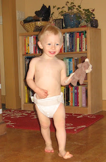 A nearly too small cloth diaper on my little monkey