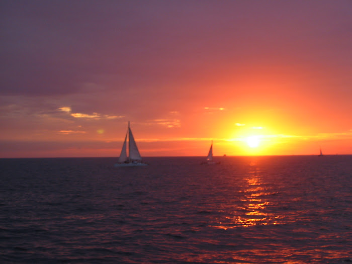 Sailing on the Pacific at Sunset